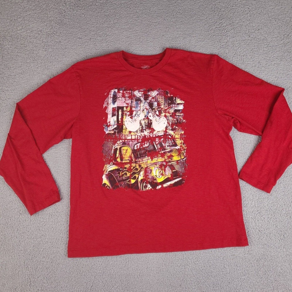 Cremieux T-Shirt Mens XL Red Long Sleeve Make Up And Rock (See Description)